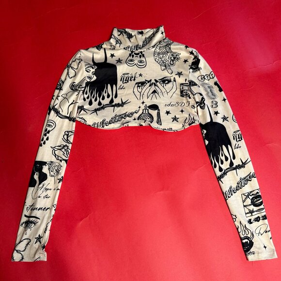 Upcycled Crop Tops Bundle – Animal Print and Punk Print, Street Style, Size M/L - Picture 5 of 12